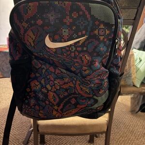 Nike Black and Multicolor Patterned Backpack